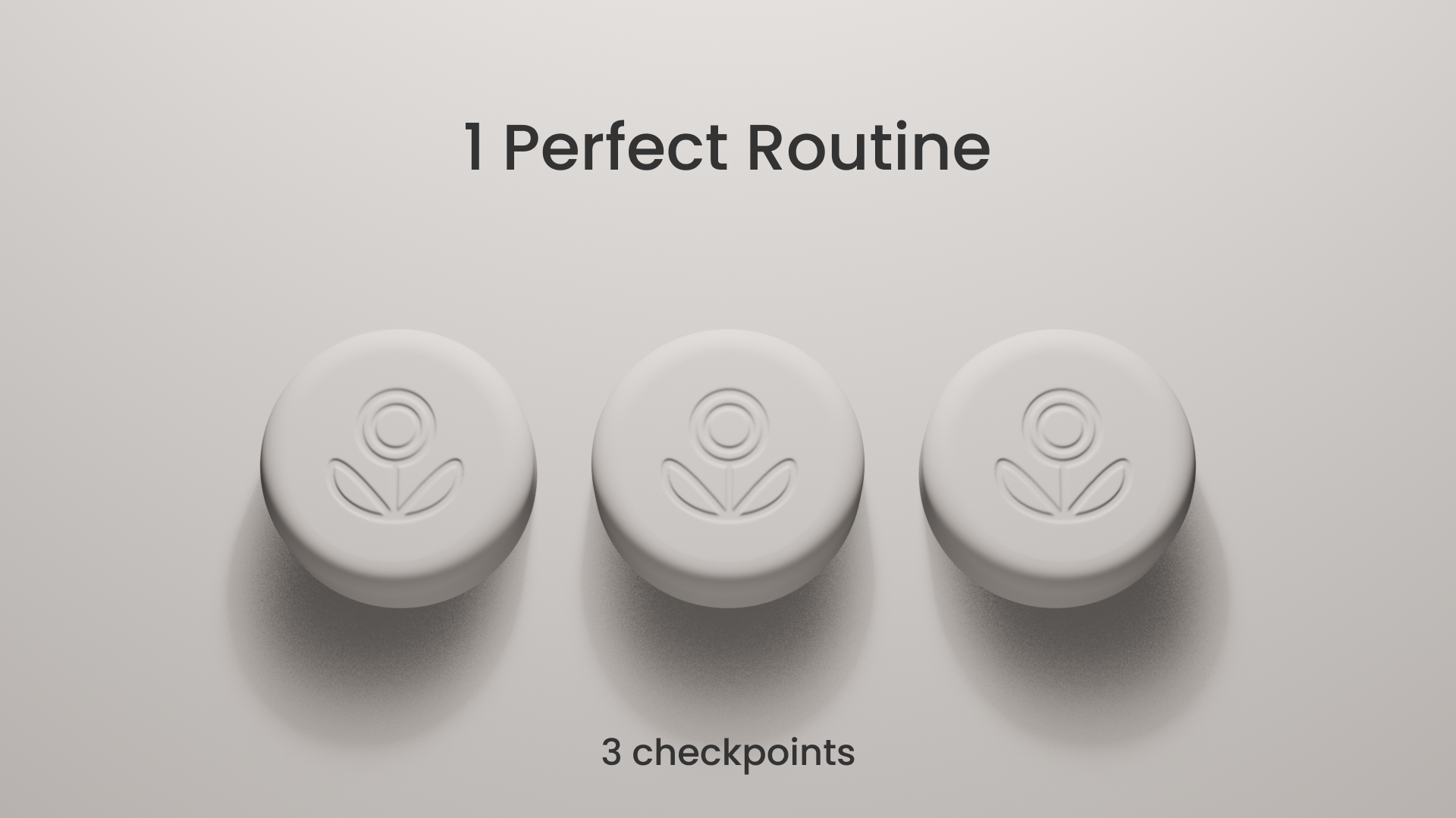 Pokito 3D render showing three checkpoints for one daily routine.