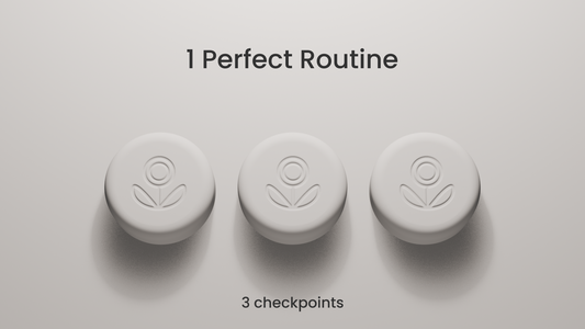 Pokito 3D render showing three checkpoints for one daily routine.