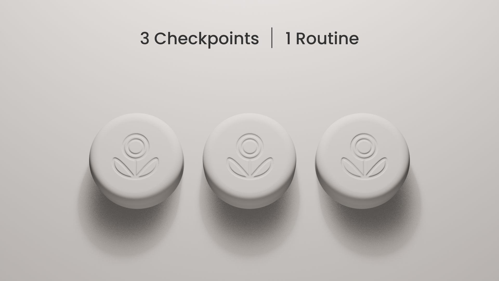 Pokito 3D render showing three checkpoints for one daily routine.