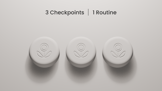 Pokito 3D render showing three checkpoints for one daily routine.
